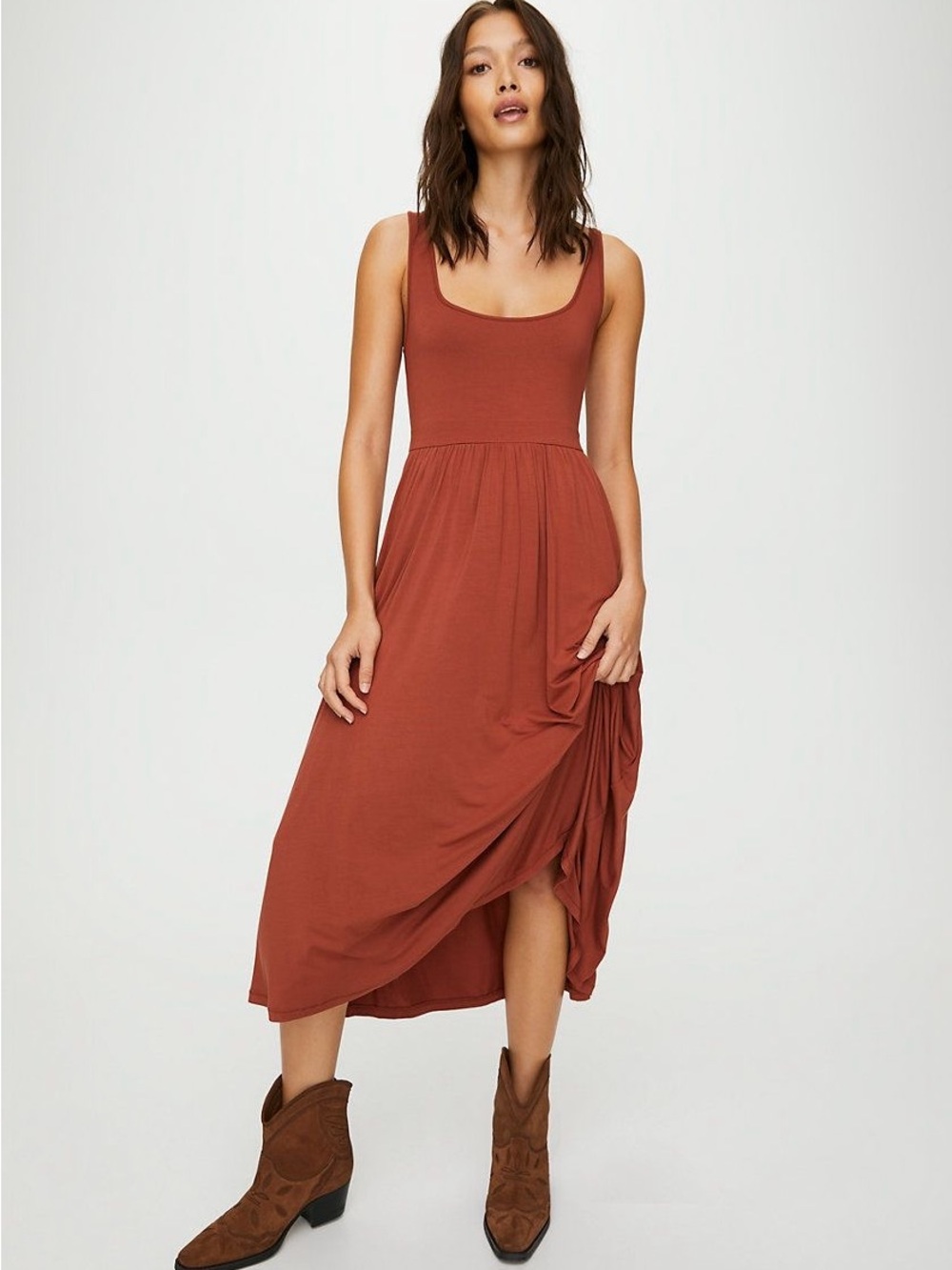 Wilfred Free | Market Midi Dress Size Small Aritzia Terracotta Rust